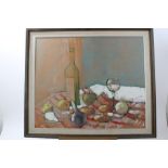 Peter Collins, oil on board - still life, 49cm x 59cm, framed,