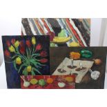 Peter Collins, collection of still life oil on boards - various sizes,