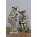 Late 18th century pearlware figure depicting Ceres, 28cm high,