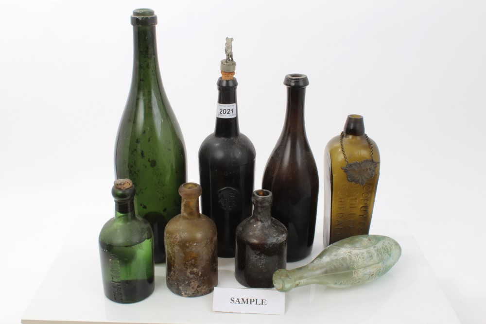 Late 18th / early 19th century moulded glass bottle with seal, initialled A. S. over C. R.