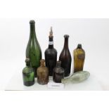 Late 18th / early 19th century moulded glass bottle with seal, initialled A. S. over C. R.