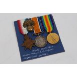 First World War 1914 - 1915 Star trio - comprising 1914 - 1915 Star, War and Victory medals,