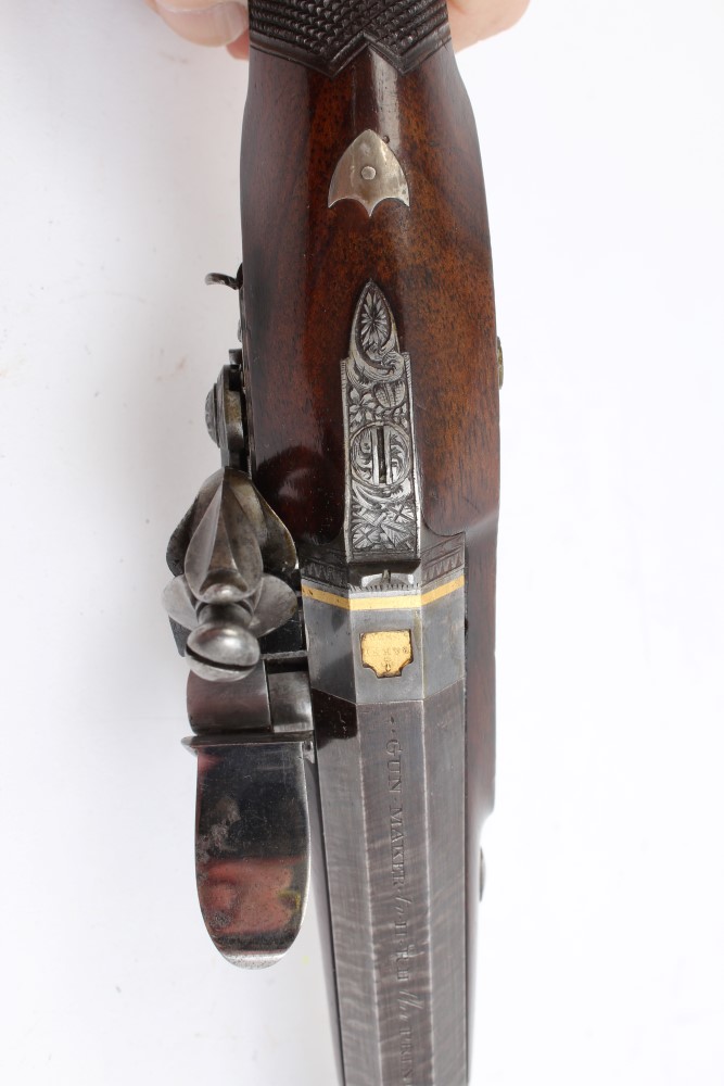 Fine pair George III flintlock Officers' pistols by Ezekiel Baker - gun maker to HRH The Prince - Image 7 of 10