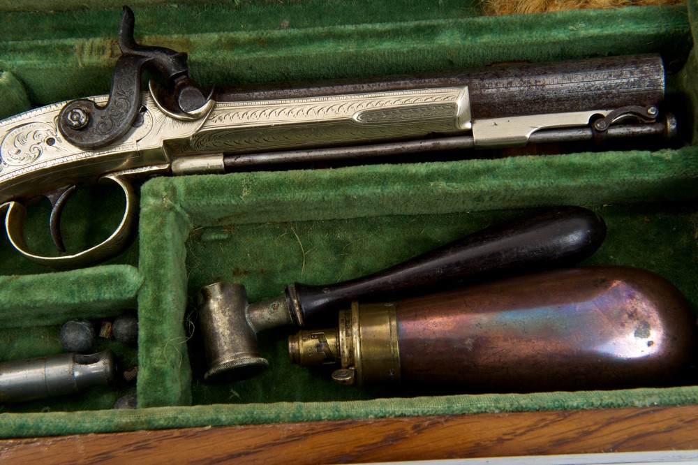 Rare 19th century Scottish German silver framed percussion pistol, circa 1830 - 1840, - Image 5 of 5