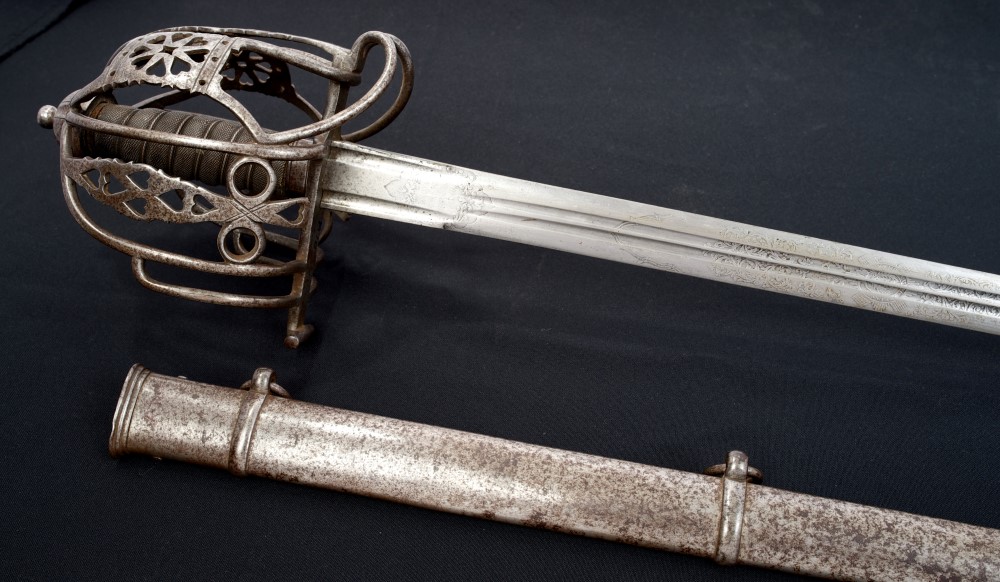 Victorian 74th Highland Regiment Officers' Claymore with steel basket guard and wire bound fish - Image 3 of 4