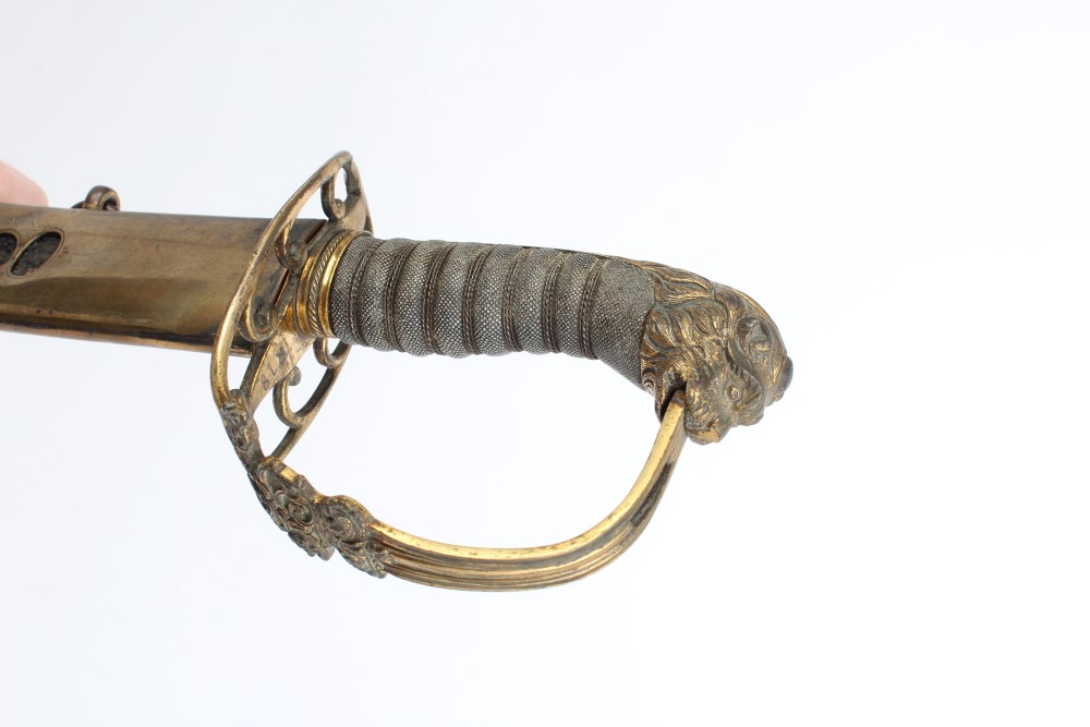 George III 1803 pattern Infantry Officers' sabre with gilt copper lion's head hilt with crowned GR - Image 13 of 23