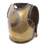 Pair of French Napoleon III Franco-Prussian War period steel and brass cuirassiers with brass