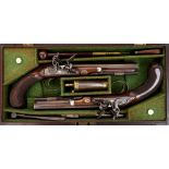 Fine pair George III flintlock Officers' pistols by Ezekiel Baker - gun maker to HRH The Prince