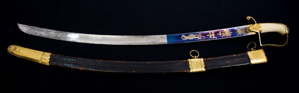 Fine George III 1796 pattern-type Officers' sabre with gilt brass stirrup hilt with diced ivory - Image 2 of 3