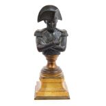 After Guillemin, 19th century bronze bust of Napoleon in uniform, with folded arms,