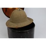 Late Victorian British Officers' Wolseley pattern pith helmet with original silk and leather lining,