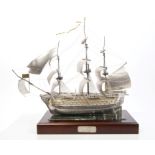 White metal limited edition model of HMS Victory, with glass case,