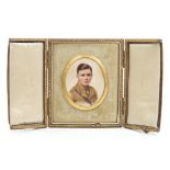 First World War English School miniature on ivory of a Royal Flying Corps Officer,