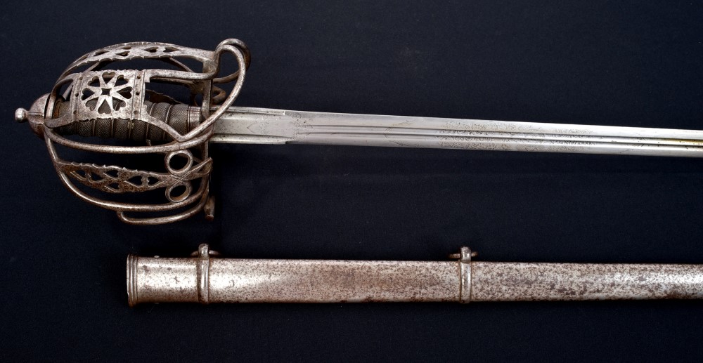 Victorian 74th Highland Regiment Officers' Claymore with steel basket guard and wire bound fish - Image 2 of 4