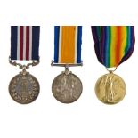 First World War Military Medal (M.M.) Gallantry medal trio - comprising M.M.