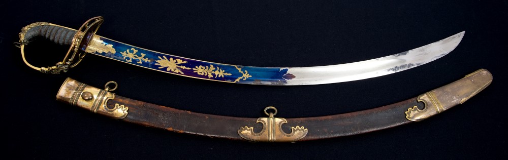 Good George III 1803 pattern Infantry Officers' sabre with gilt copper lion's head hilt with