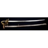 Victorian 1845 pattern Infantry Officers' sword with gilt brass Gothic hilt, dress knot,