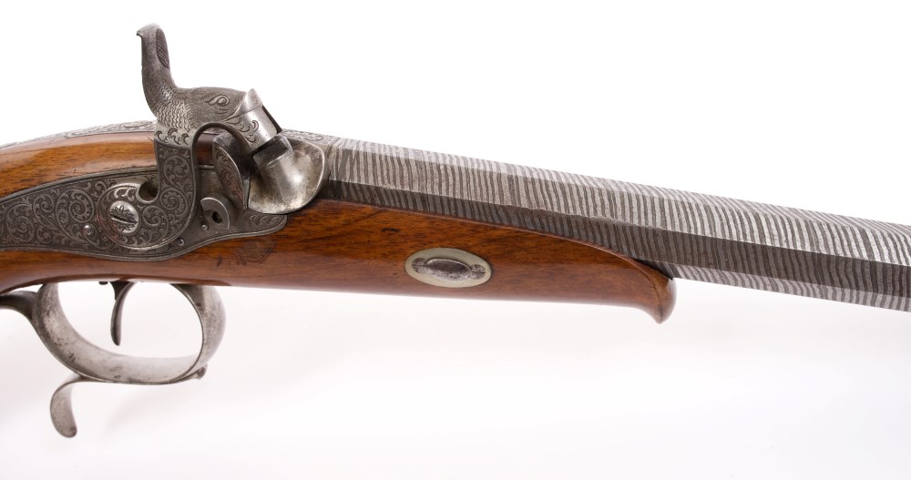 Fine pair of mid-19th century German percussion target pistols in original close-fitting case, - Image 6 of 8