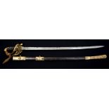 Good Victorian 1845 pattern Infantry Officers' sword with gilt brass Gothic hilt (retaining most