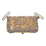 Rare Victorian Officers' silver and gilt brass cross belt pouch of the 11th 'Prince Albert's Own'