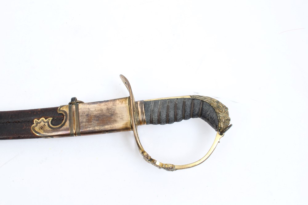 Good George III 1803 pattern Infantry Officers' sabre with gilt copper lion's head hilt with - Image 20 of 22