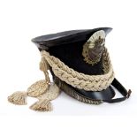 19th century Bavarian bell-topped shako with black leather and felt body,