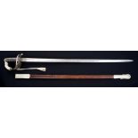 Victorian Cavalry Officers' 1887 pattern undress sword with nickel plated pierced scroll guard,
