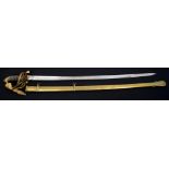 Victorian 1845 pattern General / Staff Officers' sword with gilt brass Gothic hilt,