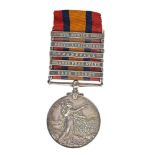 Queens South Africa medal with five clasps - Cape Colony, Orange Free State, Transvaal,