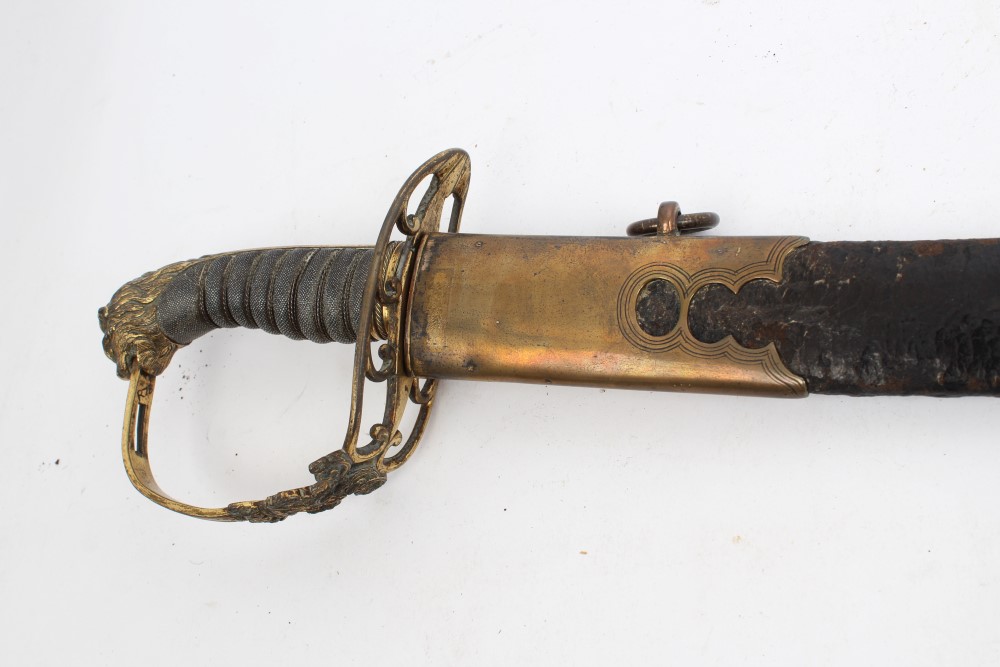 George III 1803 pattern Infantry Officers' sabre with gilt copper lion's head hilt with crowned GR - Image 16 of 23