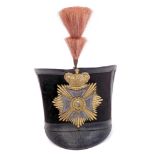 Rare Georgian Officers' bell-top shako of the 63rd West Suffolk Regiment, with gilt,