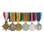 First World War and later medal group - comprising 1914 - 1915 Star, War and Victory medals,