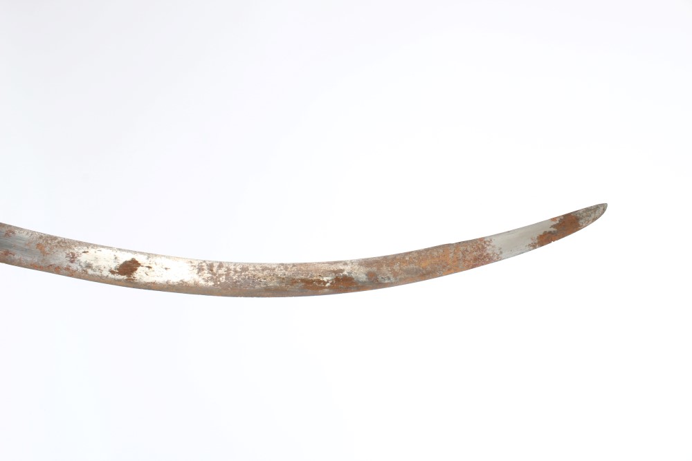 19th century Indian tulwar with traditional steel hilt with disc pommel and traces of silver inlay - Image 3 of 13