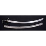 George III 1796 pattern Light Cavalry Troopers' sabre and scabbard with regulation stirrup hilt,