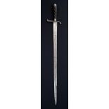 Mid-18th century Continental hunting sword with steel hilt, spiral-twist ebony grip,