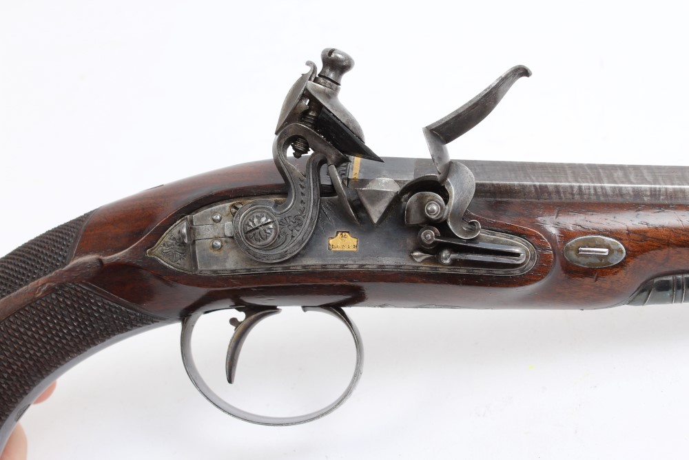 Fine pair George III flintlock Officers' pistols by Ezekiel Baker - gun maker to HRH The Prince - Image 3 of 10