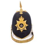 Edward VII 1878 pattern Suffolk Regiment Officers' blue cloth helmet with gilt fittings and helmet