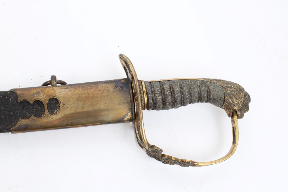 George III 1803 pattern Infantry Officers' sabre with gilt copper lion's head hilt with crowned GR - Image 20 of 23