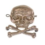 Victorian 17th Lancers Officers' silver plated skull and crossbones cross belt badge