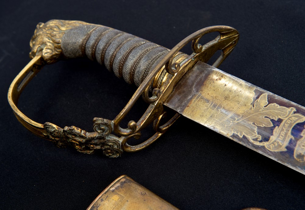 George III 1803 pattern Infantry Officers' sabre with gilt copper lion's head hilt with crowned GR - Image 3 of 23