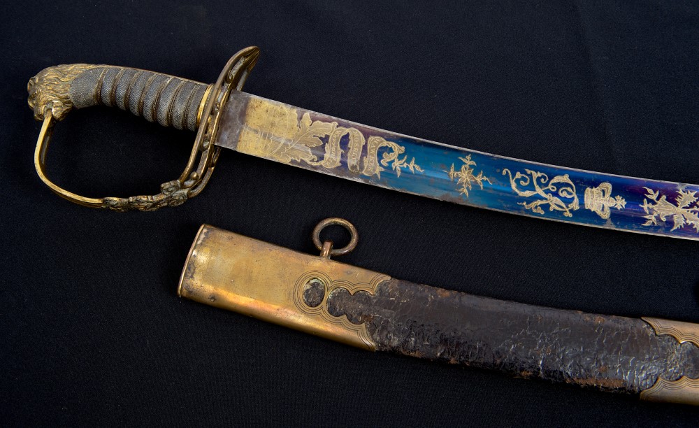 George III 1803 pattern Infantry Officers' sabre with gilt copper lion's head hilt with crowned GR - Image 2 of 23