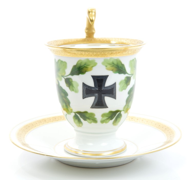 Fine quality German Rosenthal porcelain Empire-style cabinet cup and saucer,