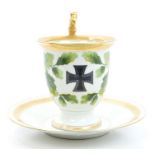 Fine quality German Rosenthal porcelain Empire-style cabinet cup and saucer,