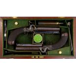 Fine pair of George IV Officers' cased percussion 'Man Stopper' 17 bore belt pistols, by W.