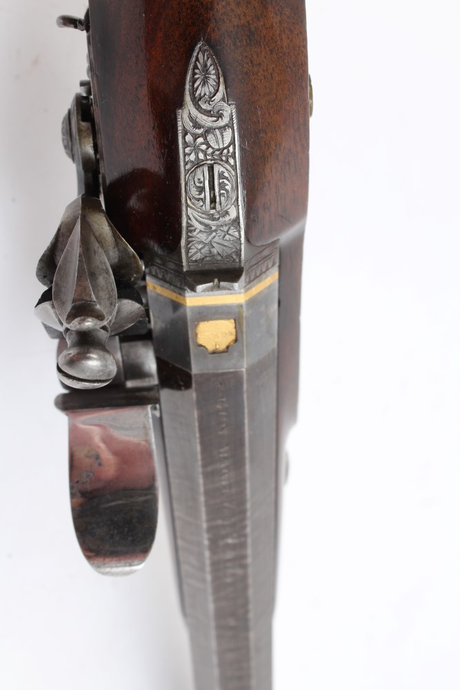 Fine pair George III flintlock Officers' pistols by Ezekiel Baker - gun maker to HRH The Prince - Image 6 of 10