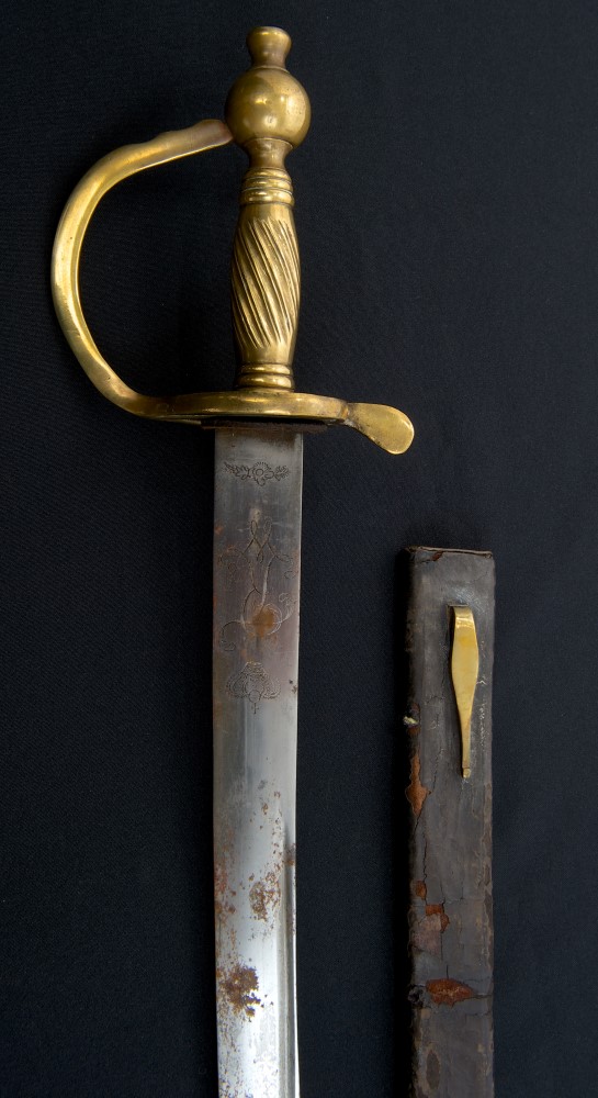 Good late 18th century German Infantry sidearm with brass hilt with twin boat-shaped guards and - Image 3 of 4