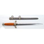 Nazi Army Officers' dagger, by Anton Wingen, Solingen, with plated mounts, orange plastic grip,