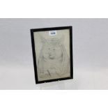 Louis Wain (1860 - 1939), pencil - pig in judge's wig, signed, 25cm x 17cm,