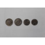 G.B. George III mixed coinage - to include Shillings - 1787 (x 2). GF - AVF and Sixpences (x 2).