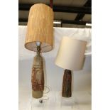 Two Bernard Rooke studio pottery table lamps